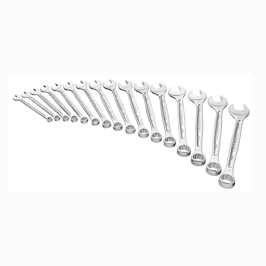 Combination wrench set, 16 pieces ( 8 to 24 mm)