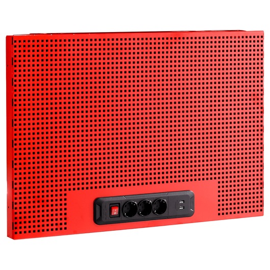 JLS3 HALF PK PEGBOARD 400MM WITH POWER STRIP AND USB RED