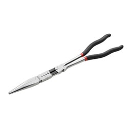 Double jointed extra long half-round nose pliers