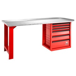 Maintenance workbench – 6 drawers, galvanized top, 2 m