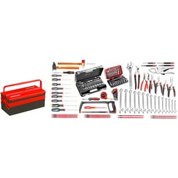 126-piece set of industrial maintenance tools - 5-compartment metal box