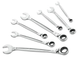 Set of metric ratchet combination wrenches