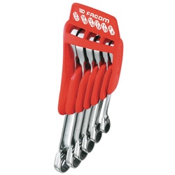Metric 15° hinged ratchet combination wrenches set in portable case