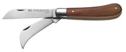 Twin-blade electricians knife with wood handle