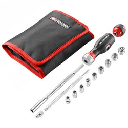 PROTWIST® 3 in 1 Dual nut ratcheting multibit set with 1/4`` sockets