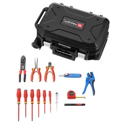 15-piece set of electricians tools - rolling case