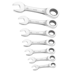 EXPERT  Set of 7 short ratchet combination wrenches - Metric