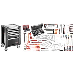 165-piece set of industrial maintenance tools - 6 drawer roller cabinet