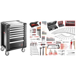 200-piece set of industrial maintenance tools - 7 drawer roller cabinet