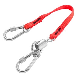 Lanyard 20 cm - Stainless steel 50 mm spring hook + swivel and 60 mm stainless steel snap hook with screw - SLS