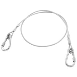 Lanyard 1.2 m steel cable - 80 mm stainless steel double snap hook with screw - SLS