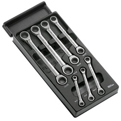 MOD.64 – 7-piece module of metric straight ratchet ring wrenches, in thermoformed tray