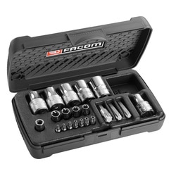 21-piece set of 1/4" and 1/2" Torx® sockets and bits