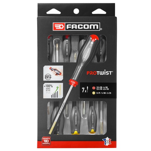 Destornillador FACOM PROTWIST - Hoja Avellanada Extra Larga (75mm)