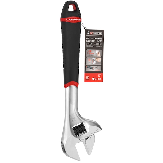 Adjustable wrench, 12", Quick Adjust, bi-material