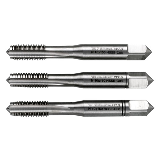 "High performance" cobalt taps, set of 3 cobalt taps (taper, second and bottoming), M6 x 1.0 mm