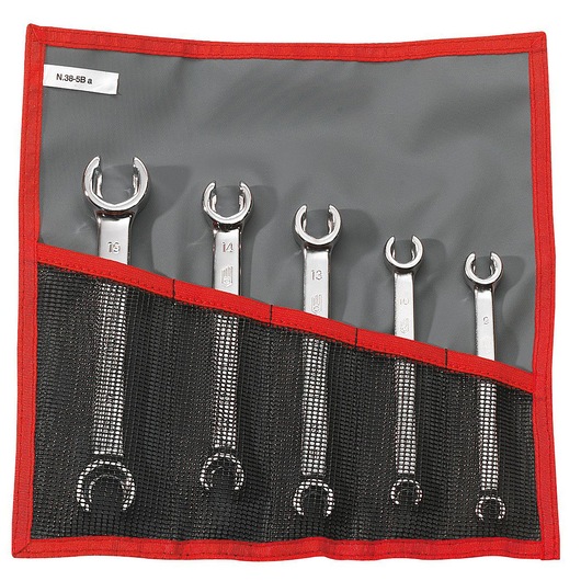 Flare-nut wrench set, 5 pieces ( 7 to 19 mm), in pouch