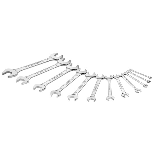 Double open-end wrench set, 16 pieces ( 3.2 to 42 mm)