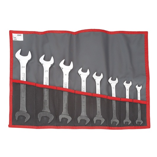 Double open-end wrench set, 8 pieces ( 8 to 24 mm), in pouch