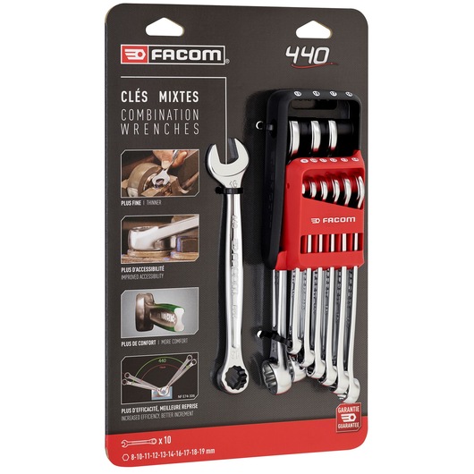 8 - 19 mm Combination Wrench Set With Holder (10 pc.)