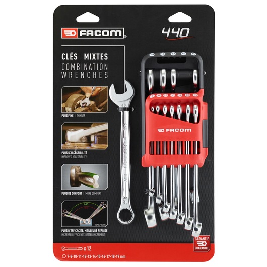 7 to 19 mm Combination Wrench Set With Holder (12 pc.)
