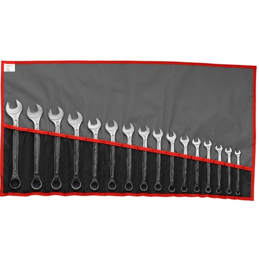 Combination wrench set, 17 pieces ( 1/4" to 1"1/4) - Rooling Bag