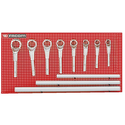 Heavy duty offset-ring wrench set 8 pieces (24 to 55 mm), panel PK.1