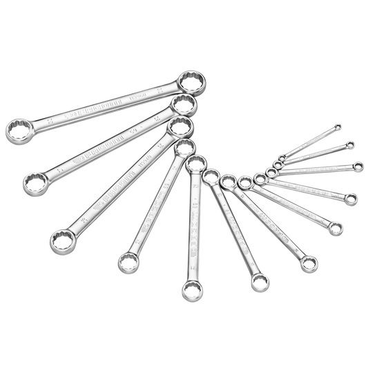 Straight double box-end wrench, 12 pieces (6 to 32 mm)