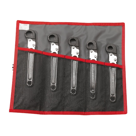 Straight flare-nut wrench, set 5 pieces (14 to 19 mm), in pouch