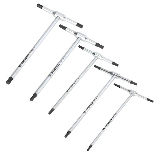 "T" spinner metric hexagonal key set, 5 pieces