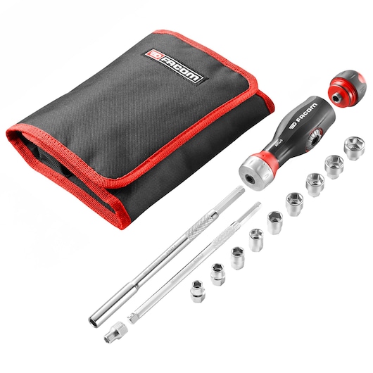 PROTWIST® 1/4 in. 3 in 1 Dual Nut Ratchet Handle Set in Pouch