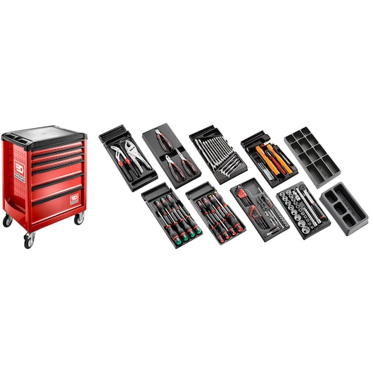 118-Piece Set OF Universal Tools - 6 Drawer Roller Cabinet