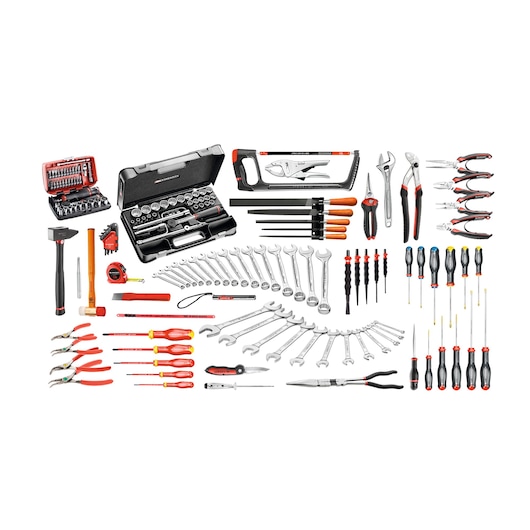 Mechanics Set With Foam Trays, 165 Tools Metric