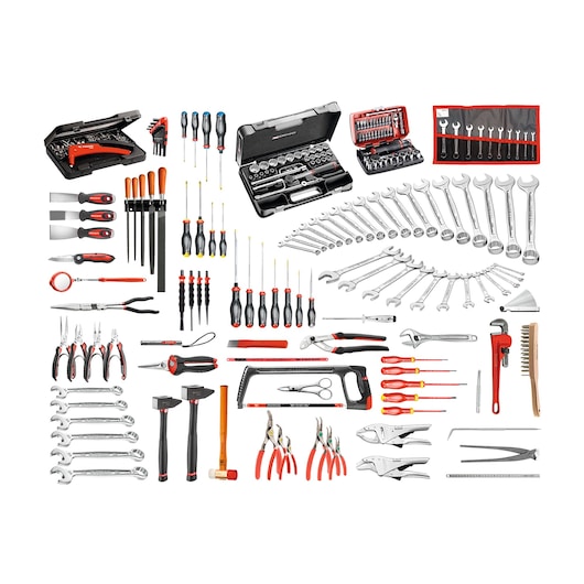 Mechanics Set With Foam Trays, 203 Tools Metric