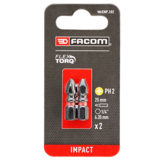 Philips® 25mm, Impact Flextorq, PH2 (2 PK)