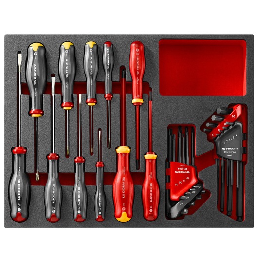 Matrix foam module of screwdrivers and keys, 28 tools