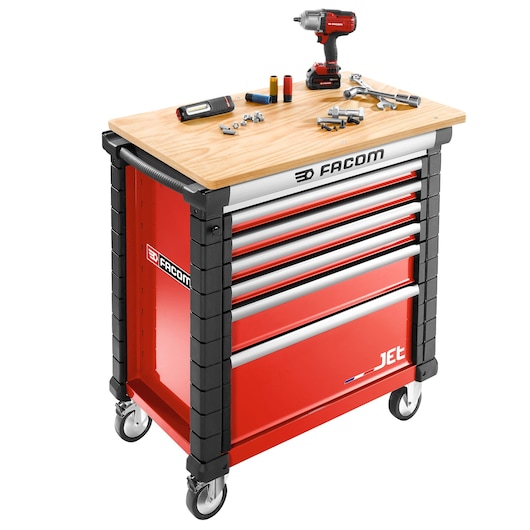 Roller Cabinet, 6 Drawers, L 759 x H 421 mm, 4 Modules Per Drawer, 0,37 m² Top