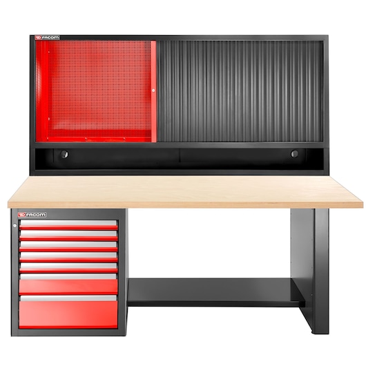 JLS3 workbench low version 7 drawers wooden worktop + top unit
