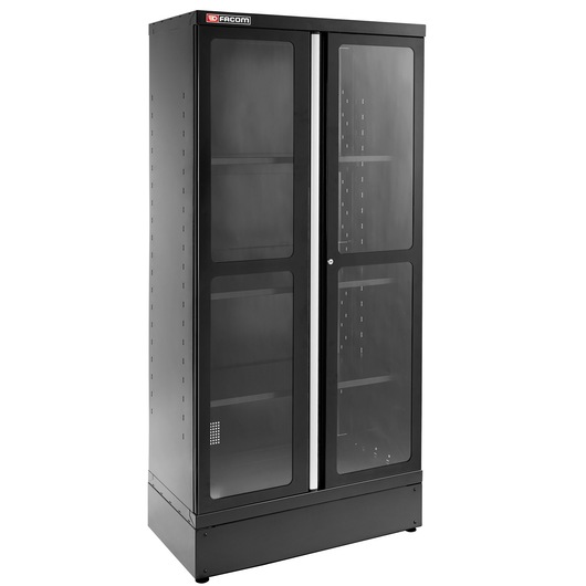 JLS3 STORAGE CABINET H 2M 2 GLAZED DOORS L1000MM BLACK