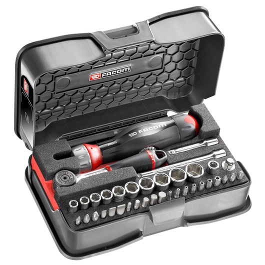 Tightening Set With Multi-Bit Dual Nut Ratchet Handle 1/4" Metric