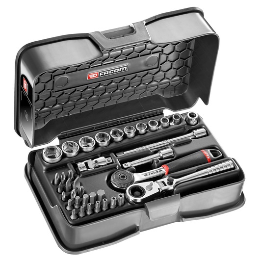 1/4" socket set, 37 pieces, MBOX, HX ratchet