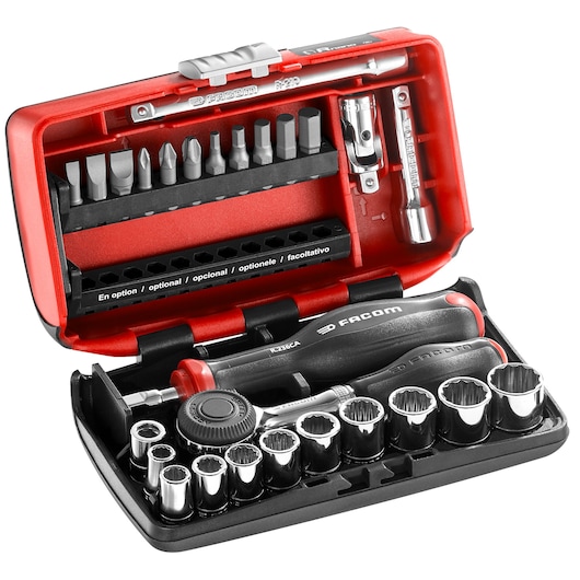 1/4 in. Socket Set, 27 Pieces, NANO, Twist Handle Ratchet