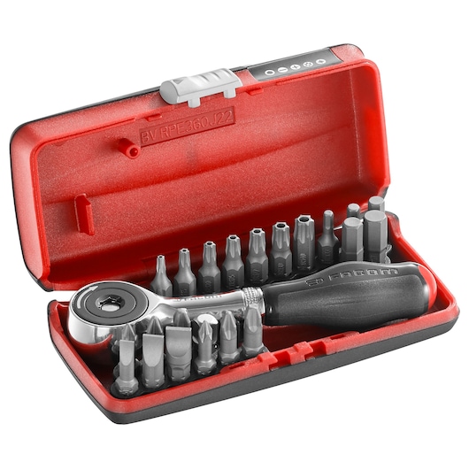 1/4" twist handle bit ratchet set, 22 pieces, PICO,