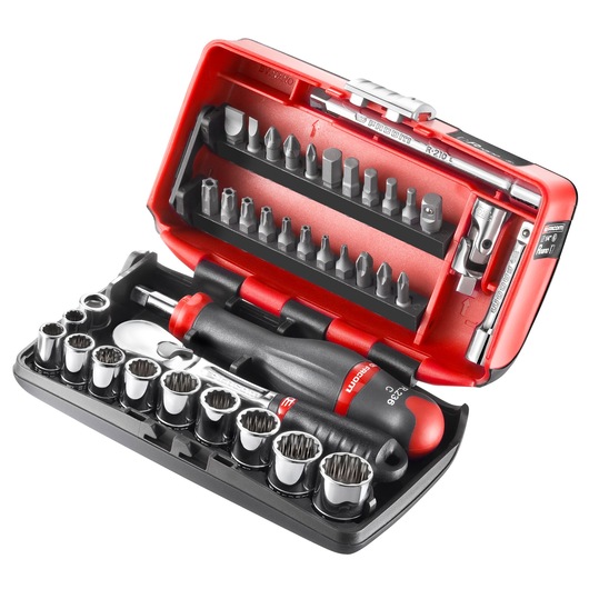 1/4" socket set, 38 pieces NANO, pear-head ratchet