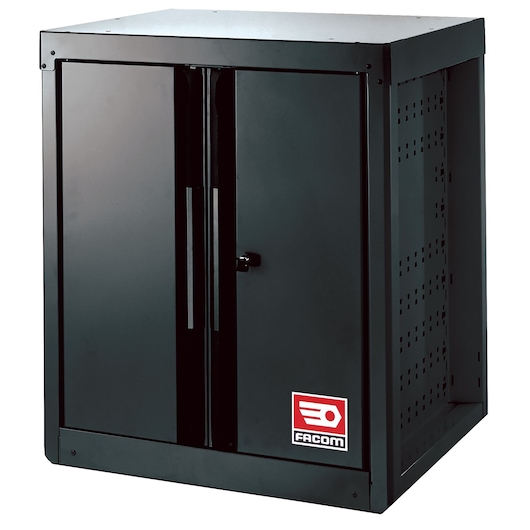 Solid Low Unit, 2 Doors, 1 Shelf, Black