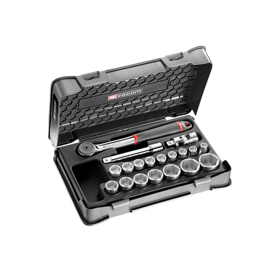 1/2 in. MBOX Socket Set With Round Head Ratchet (19 pc.)