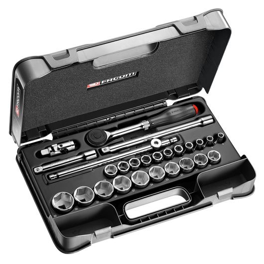 1/2 in. MBOX Socket Set With Twist Handle Ratchet (26 pc.)